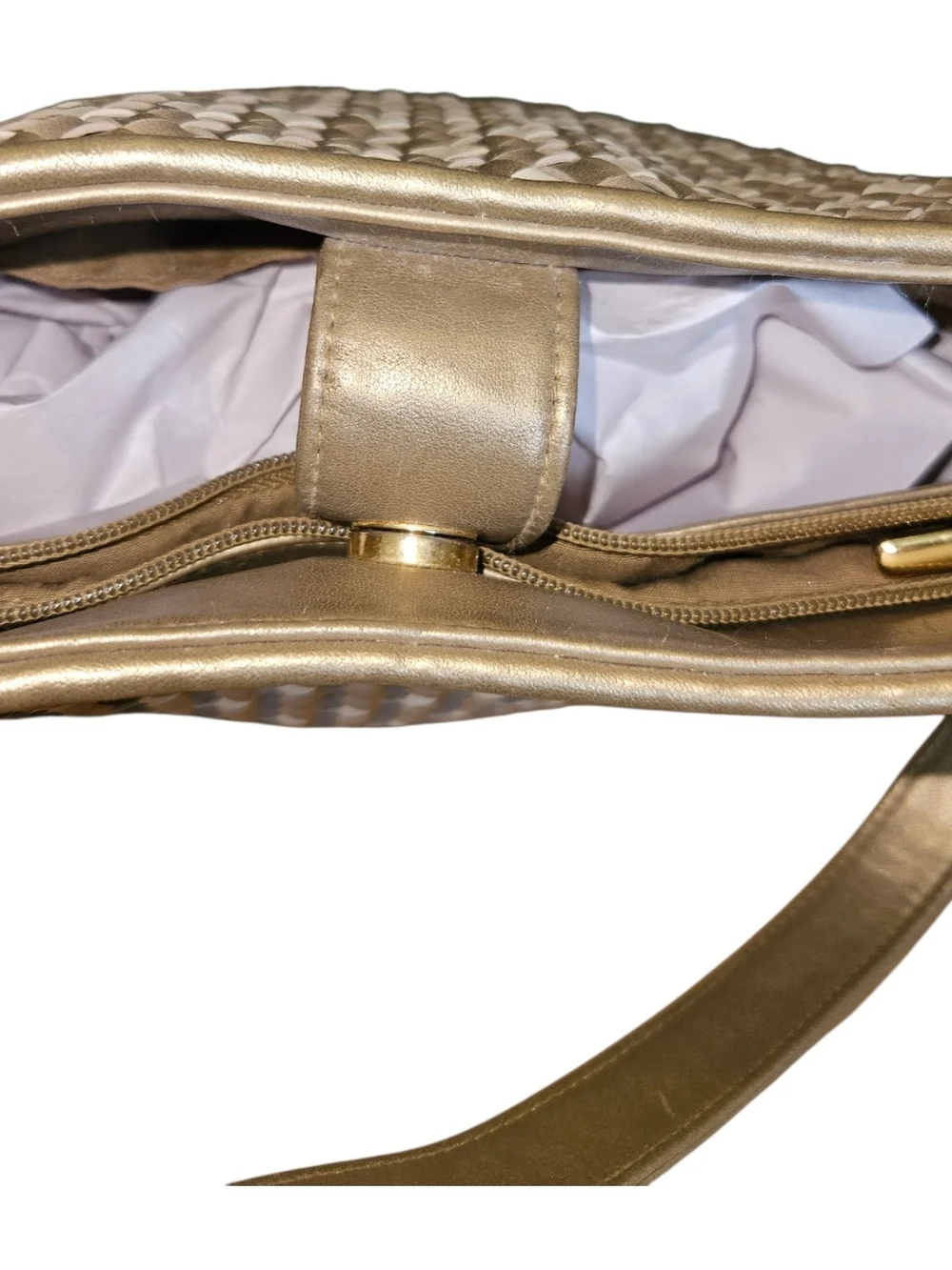 Worthington Metallic Gold & Ivory Woven Hobo Bag